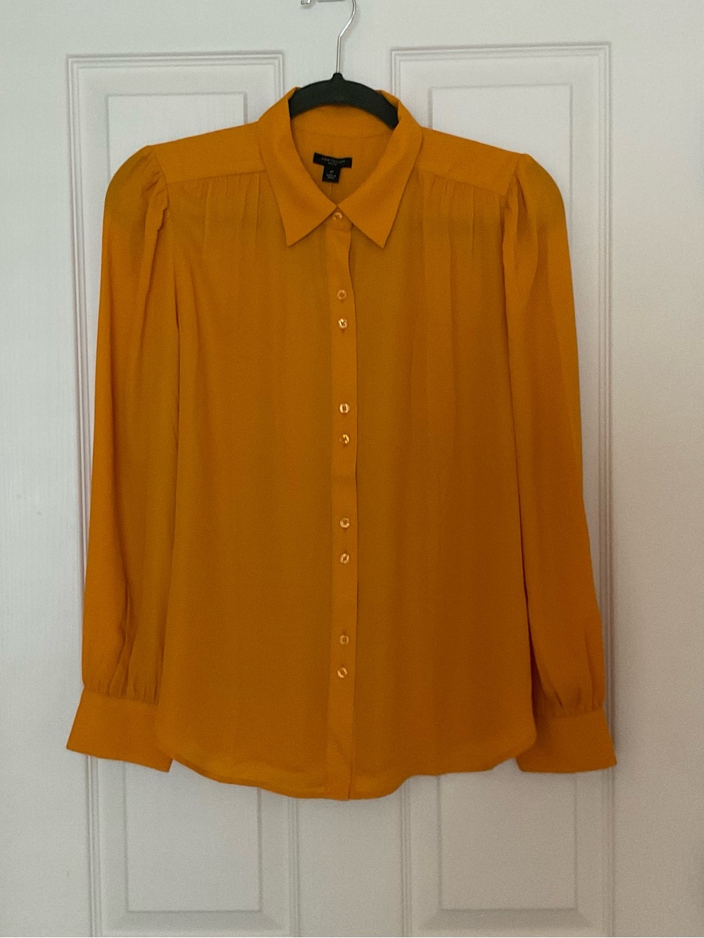 Ann Taylor -Mustard Button-Front Long Sleeve Shirt